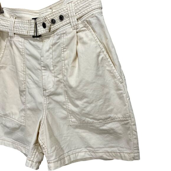 Pistola x Revolve Arita Paperbag White High Rise Cuffed Shorts Size 27 - Picture 7 of 13